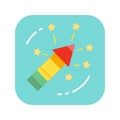 Holiday firework flat color icon. Pyrotechnics, saluting concept.